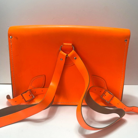 THE CAMBRIDGE SATCHEL COMPANY Neon Leather Backpack in Orange - Picture 3 of 14